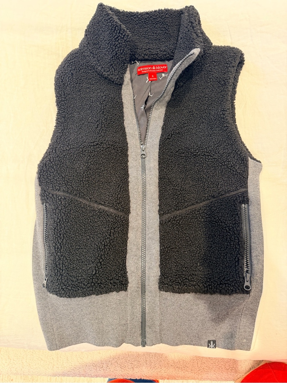 Krimson Klover Black and Gray Sherpa-Front Vest